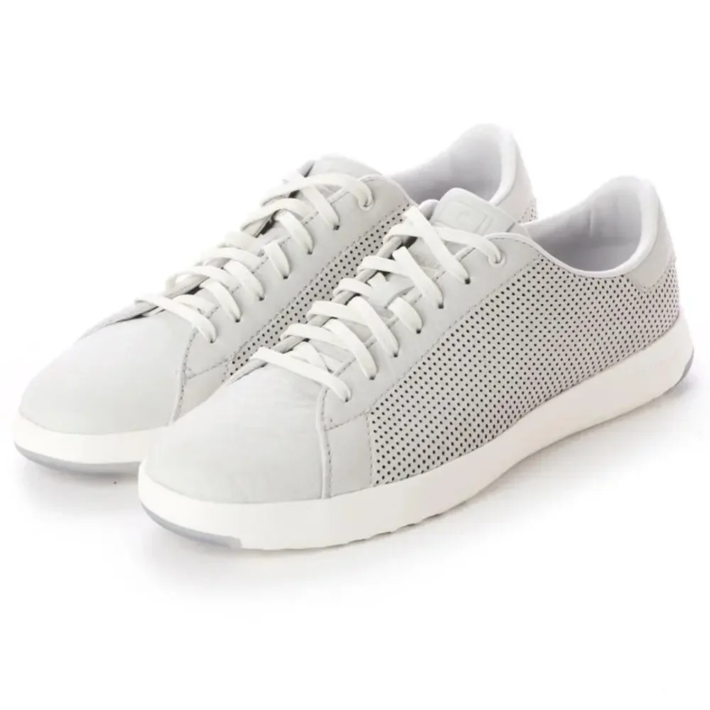 MENS COLE HAAN Grand Pro Off White Grey Leather $170 Lace Up Sneakers Shoes 8.5